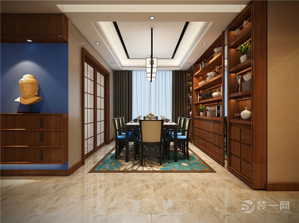 浐灞一号150平米新中式风格餐厅设计