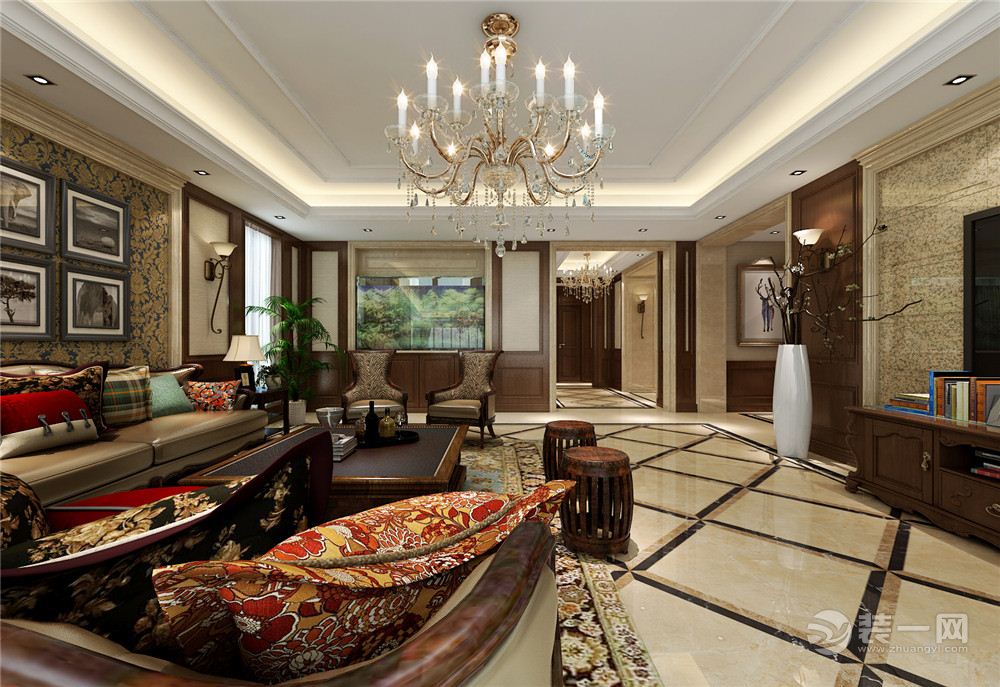曲江紫汀苑280平米现代美式风格客厅设计