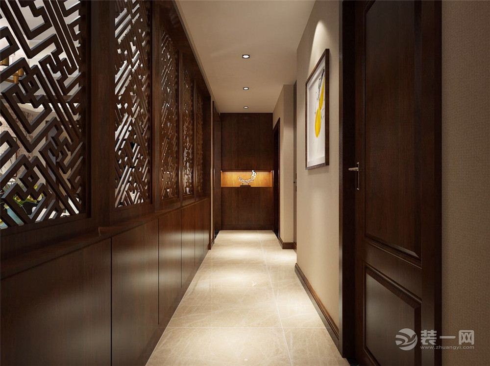 龙湖香醍国际社区170平米新中式风格过道设计