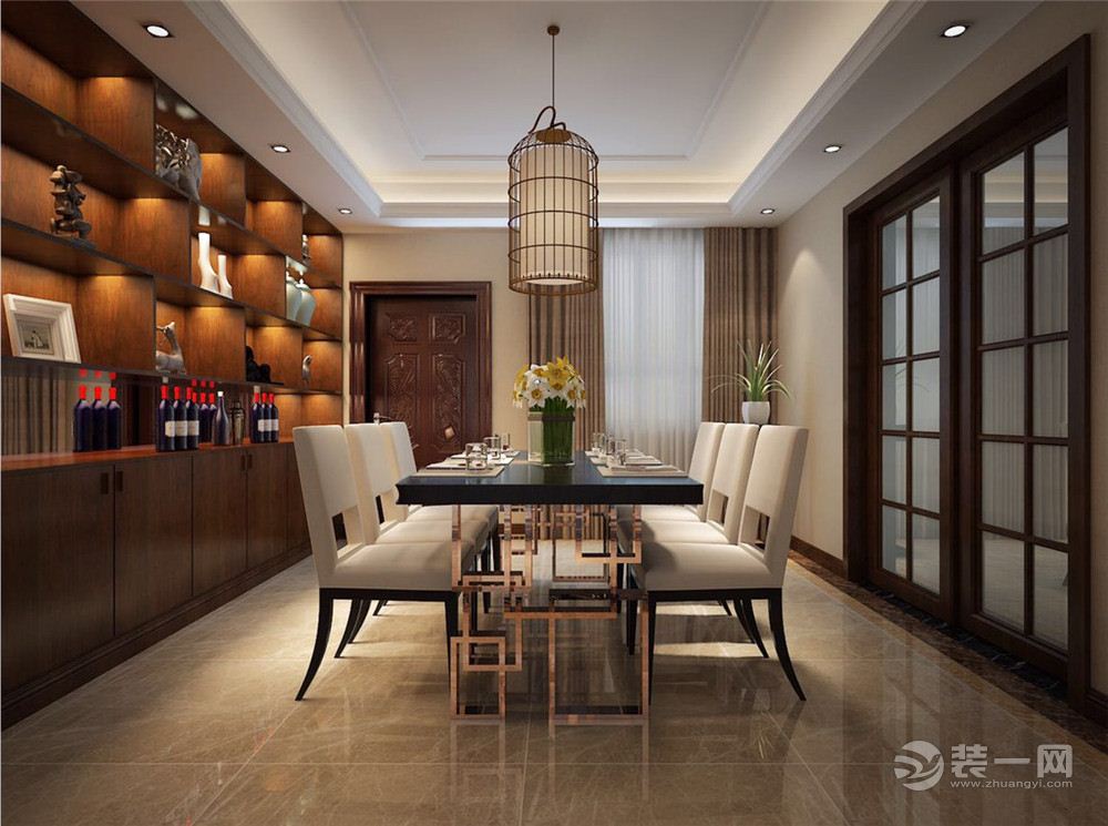 龙湖香醍国际社区170平米新中式风格餐厅设计
