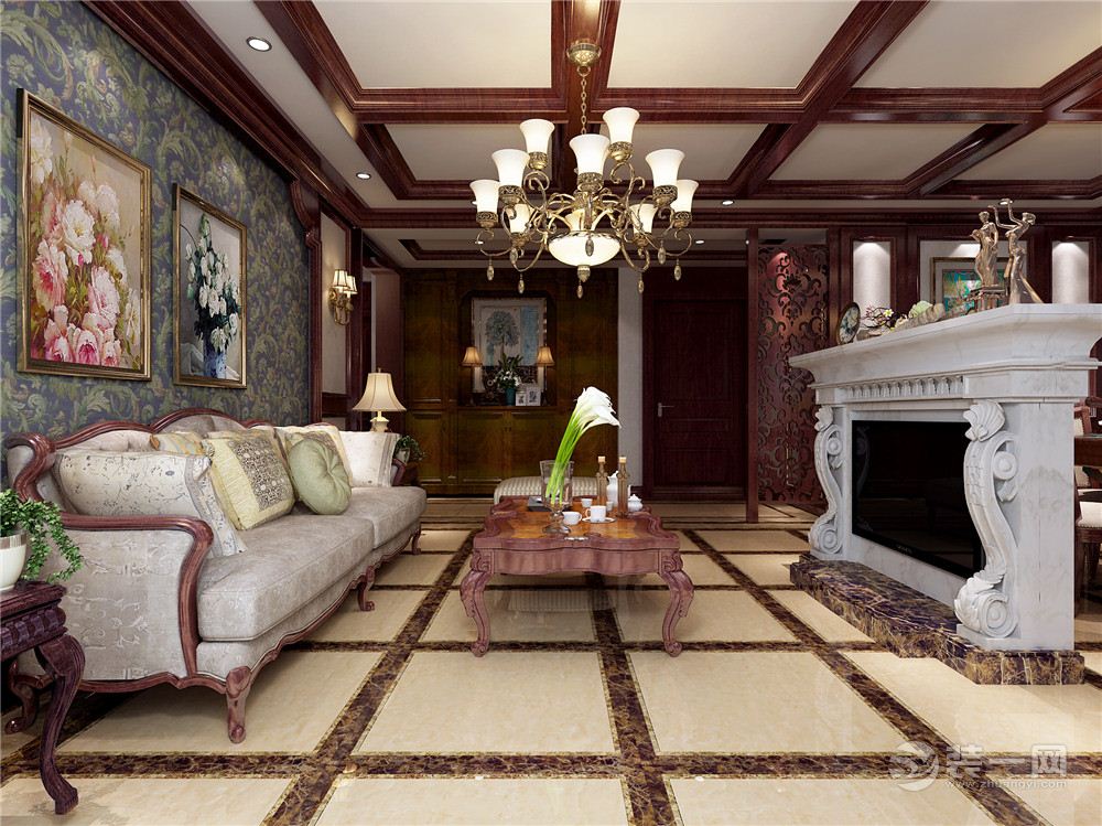 雅荷春天140平米现代美式风格客厅设计