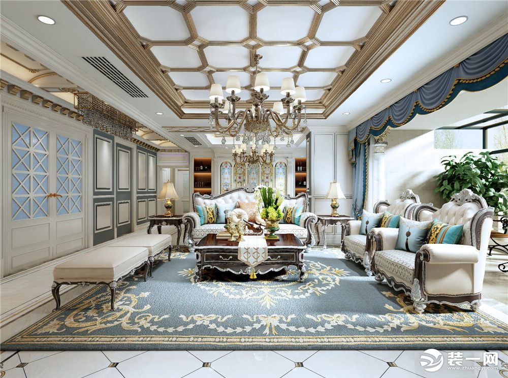 曲江和园380平米法式新古典风格 一楼客厅