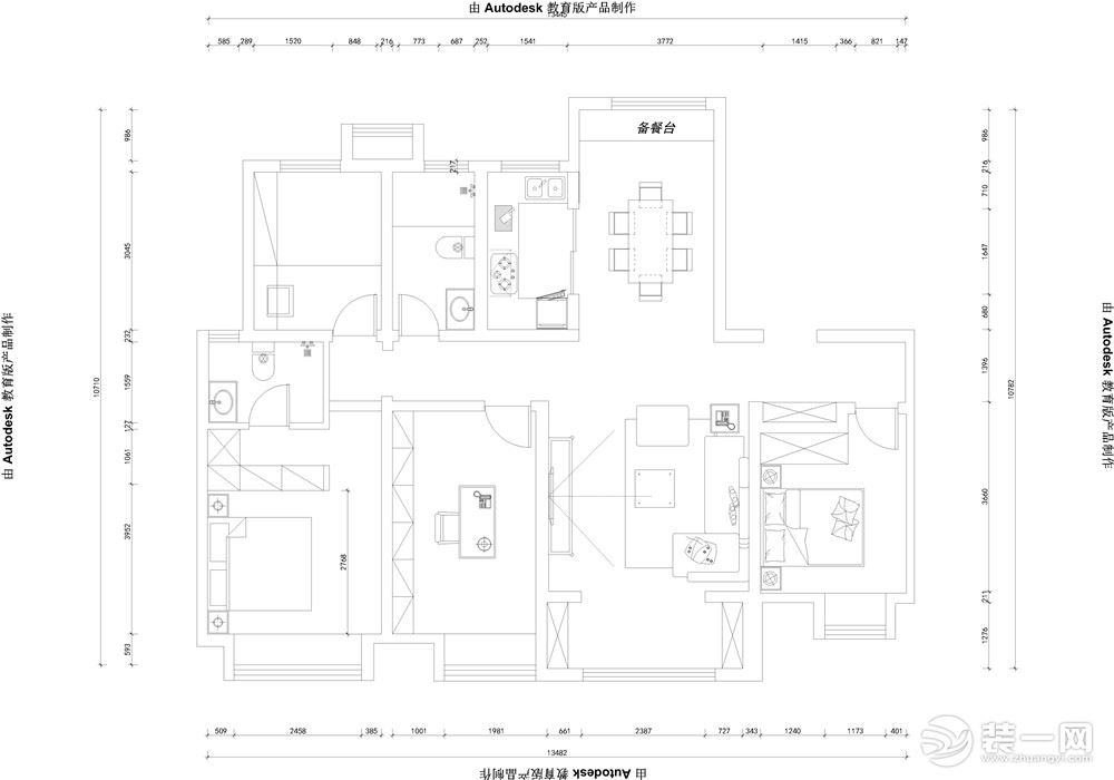 綠地香樹花城140平米簡美風格 平面圖