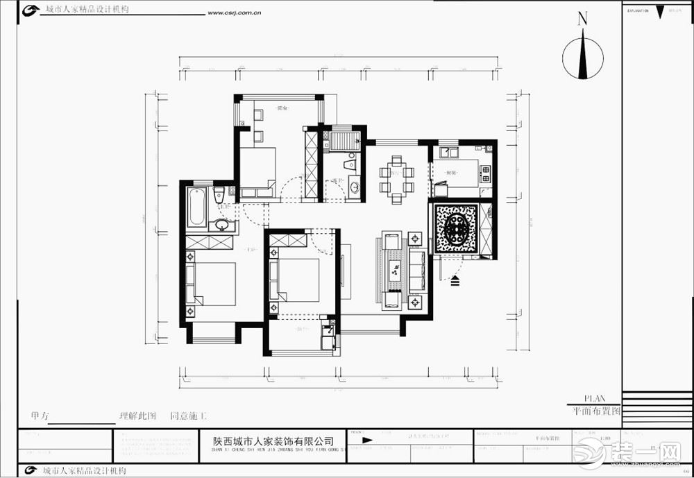 萬景荔枝灣120平米歐式風(fēng)格 平面圖