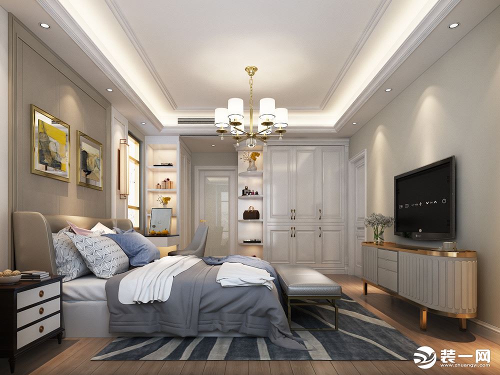 龙湖香醍170平米美式现代风格 次卧室