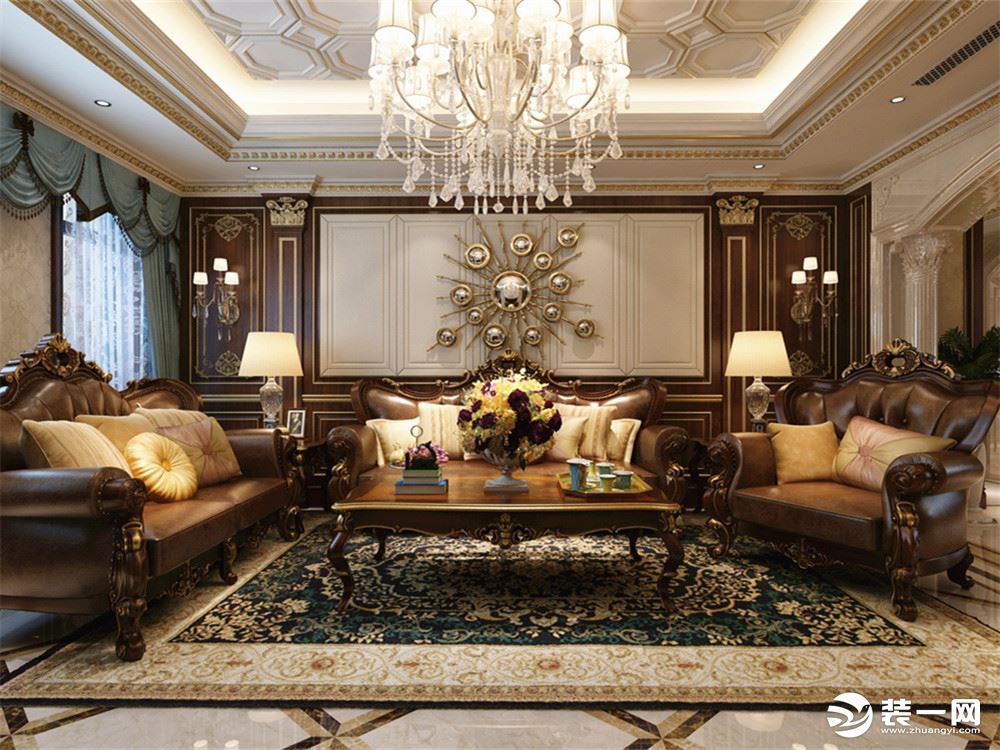 蔷薇溪谷380平米欧式新古典风格 一楼客厅