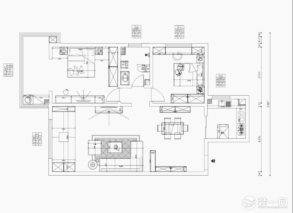 省机关家属院120平米新中式风格 平面图