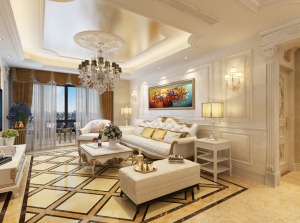 逸翠尚府140平米欧式新古典风格客厅设计