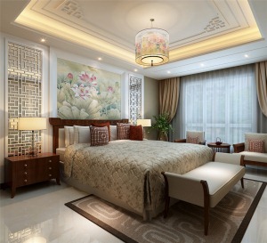 金地芙蓉世家190平米新中式风格卧室设计