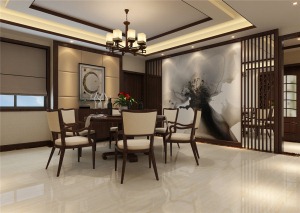 金地芙蓉世家190平米新中式风格餐厅设计