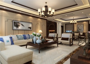金地芙蓉世家190平米新中式风格客厅设计
