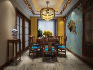中天锦庭150平米现代中式风格餐厅设计