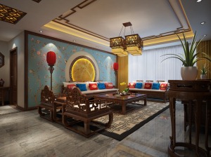 中天锦庭150平米现代中式风格客厅设计