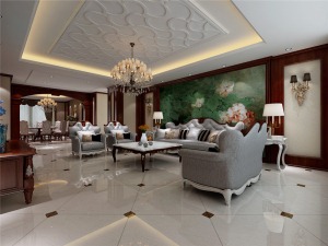 曲江新苑150平米欧式新古典风格电视墙设计