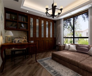 白桦林间173平米古典美式风格书房设计