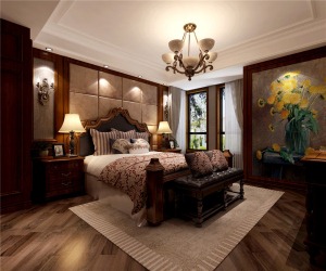 白桦林间173平米古典美式风格主卧设计