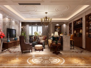 白桦林间173平米古典美式风格客厅设计
