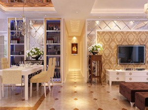 锦园新世纪153平米欧式风格客餐厅设计