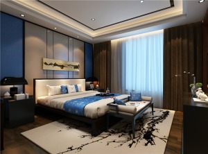 浐灞一号150平米新中式风格主卧室设计