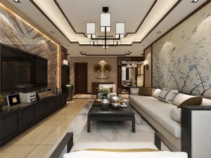 中铁梧桐苑136平米新中式风格客厅设计