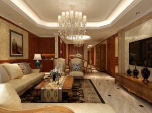 逸翠园160平米现代美式风格客厅设计