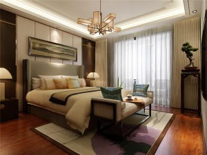 首创漫香郡190平米现代中式风格卧室设计