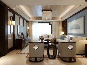 首创漫香郡190平米现代中式风格客厅设计