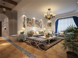 浐灞自然界142平米地中海风格客厅设计