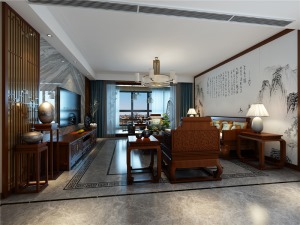 紫薇永和坊240平米新中式风格客厅