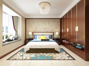 曲江城市花园170平米新中式风格 主卧室