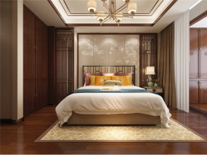 蔷薇溪谷300平米新中式风格 主卧室