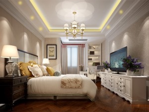 碧桂园140平米美式现代风格 主卧室