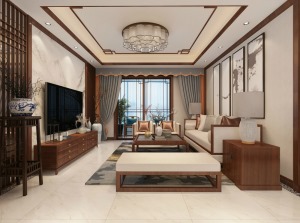 紫薇西棠128平米新中式风格 客厅