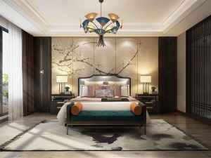 中海铂宫280平米新中式风格 主卧室