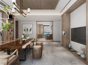 碧桂园凤凰城240平米新中式风格 一楼客厅