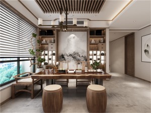 碧桂园凤凰城240平米新中式风格 茶室