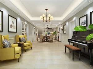 曲江风景线240平米美式现代风格 负一层客厅