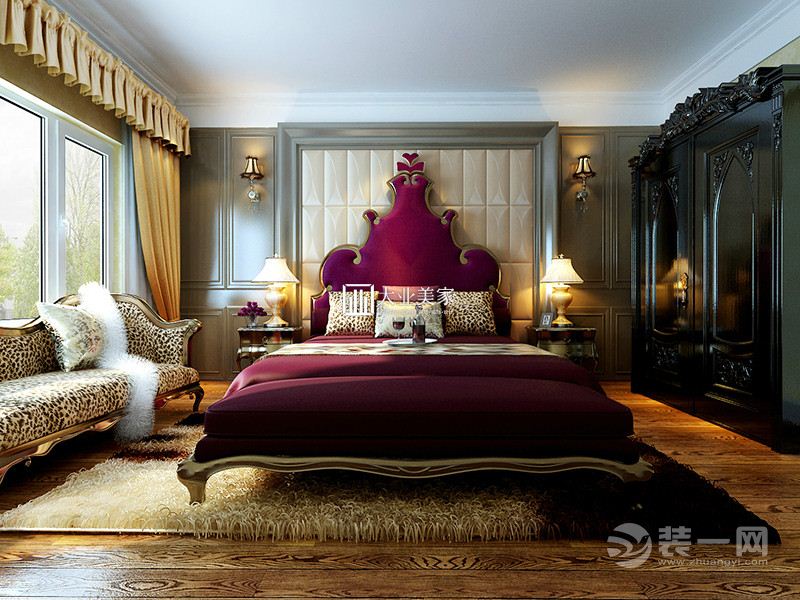 想象自己像女王一般的高贵，典雅，这些幻想都让你在居室空间里一一实现，象征紫色高贵的床榻不经意间就点燃