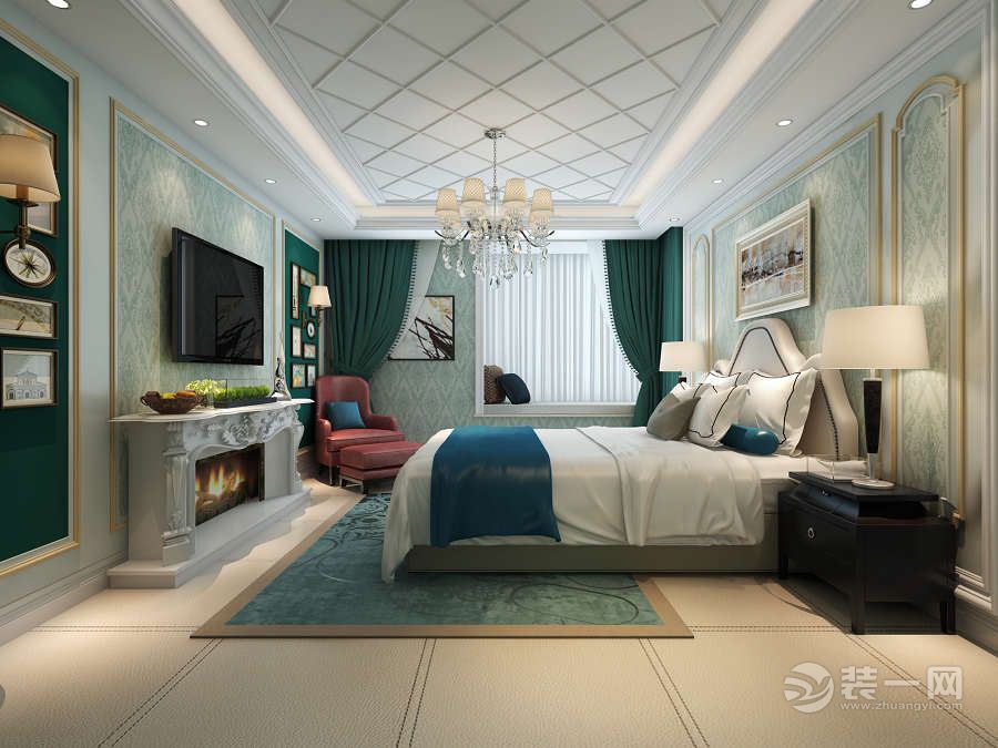 紫薇曲江意境170平米美式风格 主卧室