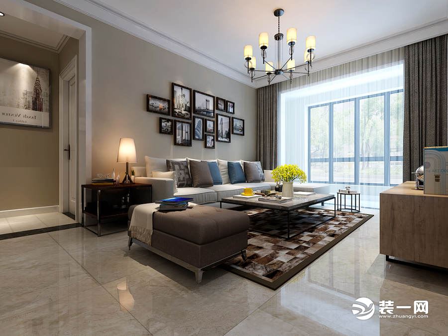 华洲城110平现代风格 客厅沙发背景墙