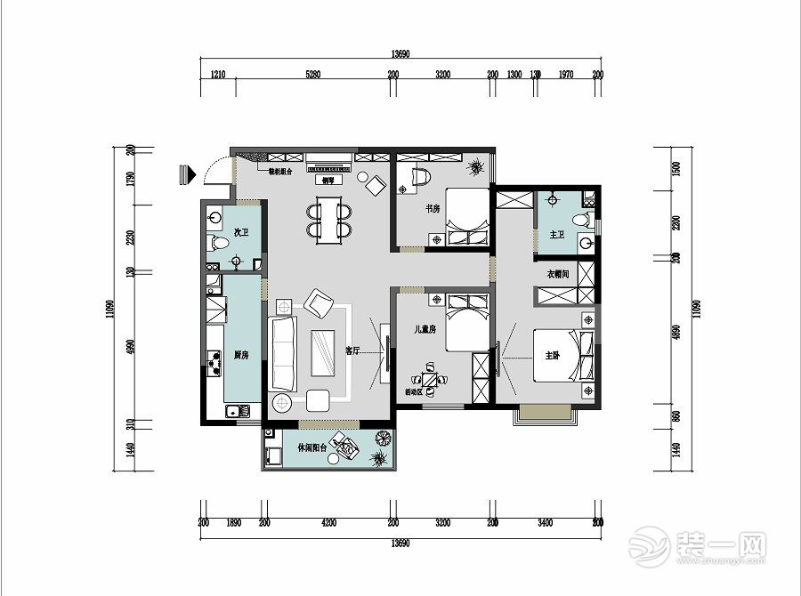 铁路局家属院140平米 户型图