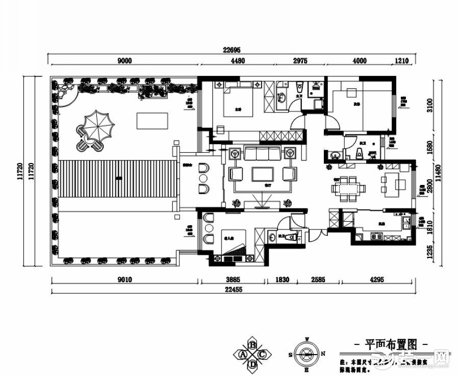 蔷薇溪谷130平米户型图 平面布置图