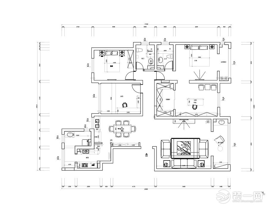 振业泊墅190平米户型图 平面布置图