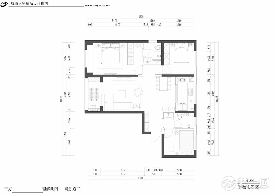 华远海蓝城115平米户型图 平面布置图