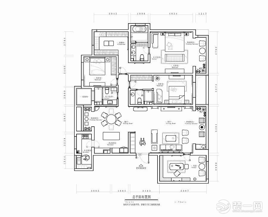 金地湖城大境206平米户型图 平面布置图