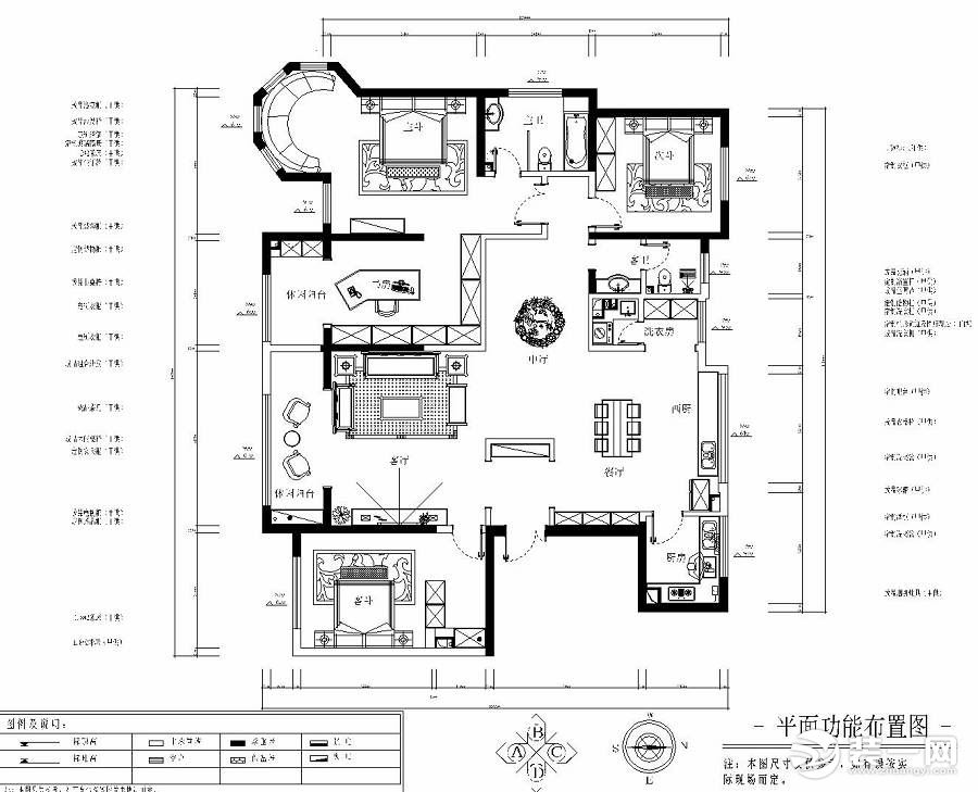 群贤道九号216平米户型图 平面布置图