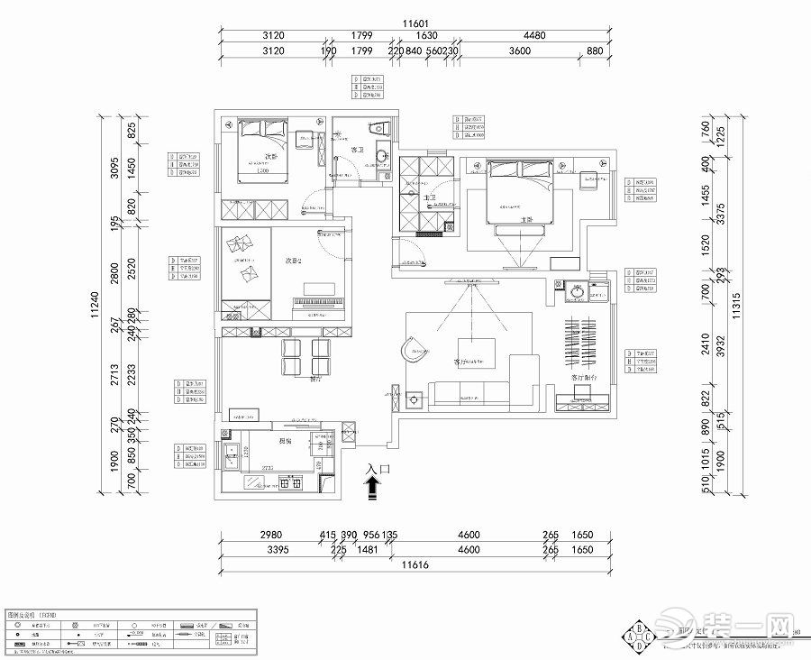 绿地香树花城140平米户型图 平面布置图