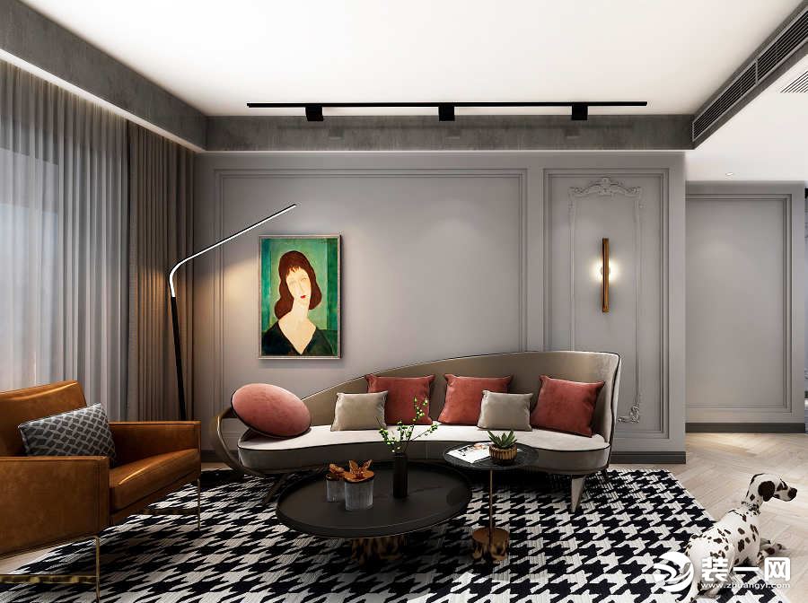唐顿庄园120平米现代风格效果图 客厅沙发墙