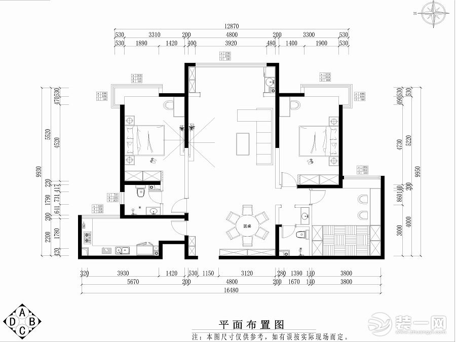 商洛江南世纪城161平米户型图 平面布置图