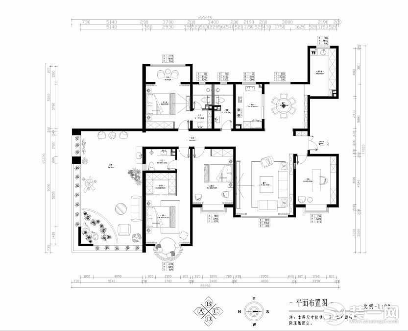 商洛江南世纪城218平米户型图 平面布置图